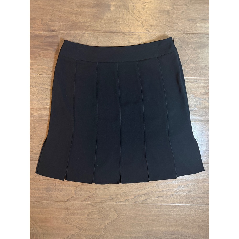 Vintage Cache‎ Black Pleated Mini Skirt Side Zip Size 8 Made in USA 25801-31